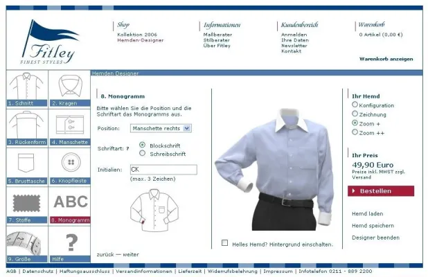 Bild: Qualität - Online und auf Maß,  Fitley.de startet mit Konfigurator für Maßhemden