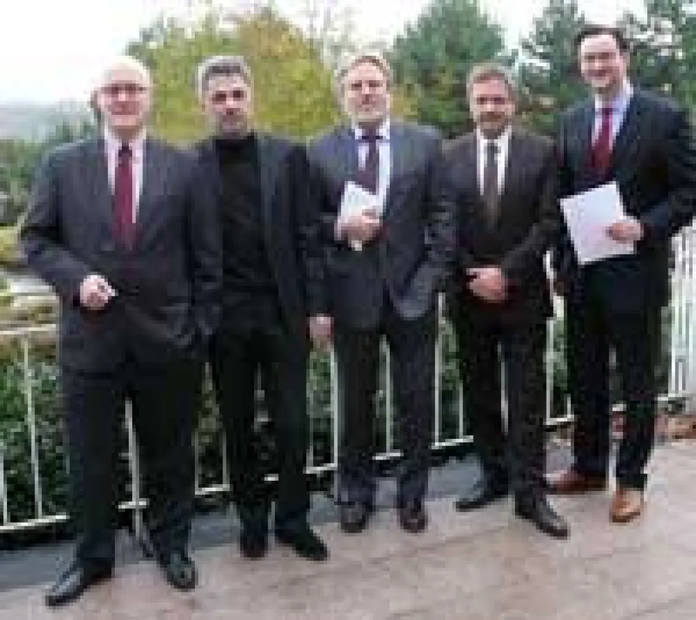 Dr. Dr. Andreas Siefke (Vorstandsmitglied FCP), Wilfried Lülsdorf (Stellvertretender Vorsitzender FCP), Manfred Hasenbeck (Vorsitzender FCP), Jürgen Wagishauser (Vorsitzender f:mp.), Dr. Nikolai A. Be