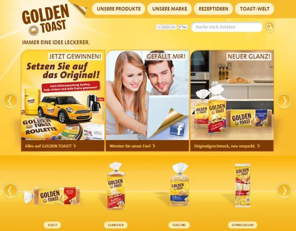 Bild: Lieblingsprodukte, Rezepte und vieles mehr – die GOLDEN TOAST-Homepage erstrahlt in neuem Design