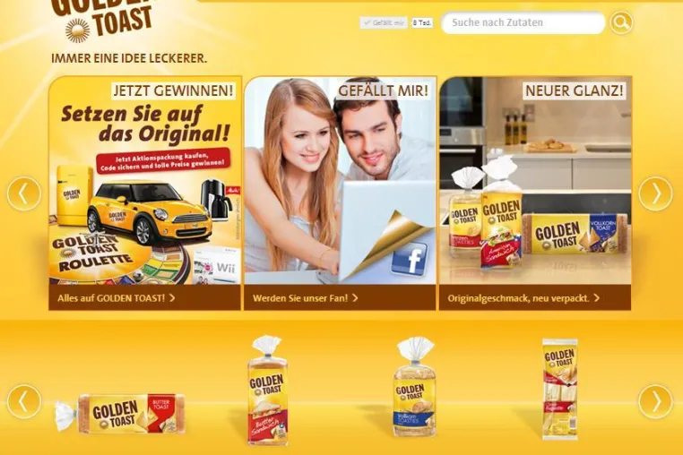 Bild: Lieblingsprodukte, Rezepte und vieles mehr – die GOLDEN TOAST-Homepage erstrahlt in neuem Design