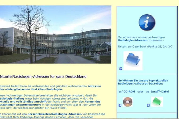 Aktuelle Adressen niedergelassener Radiologen – neue Datenbank für ganz Deutschland Bild: Aktuelle Adressen niedergelassener Radiologen – neue Datenbank für ganz Deutschland