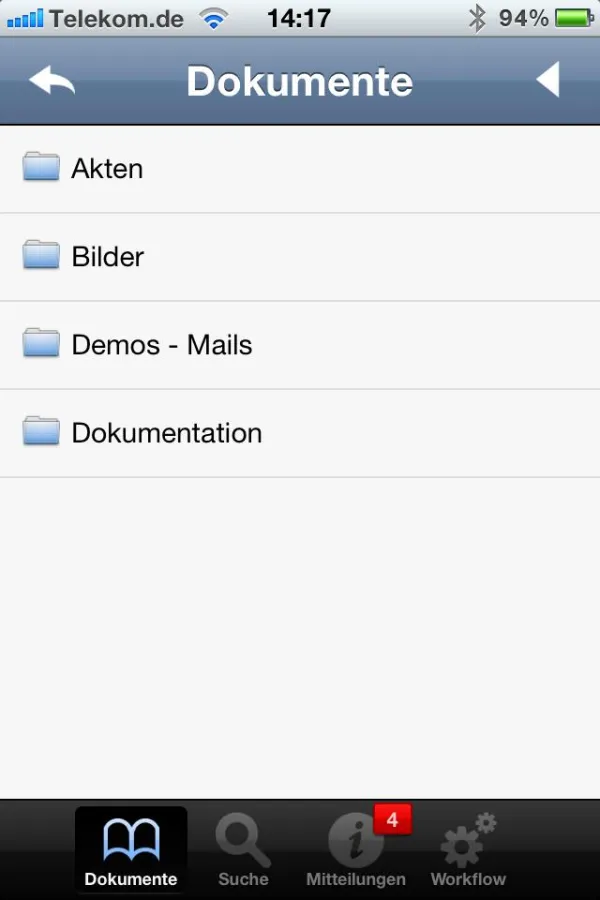 agorum® core auf dem iPhone