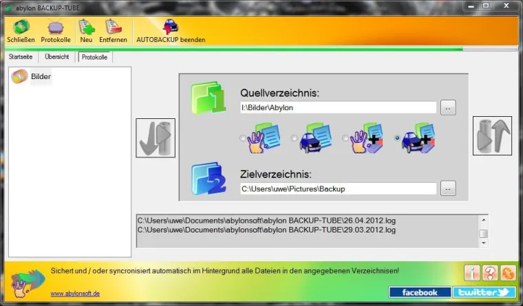 Bild: abylon BACKUP-TUBE sichert einfach ihre Daten