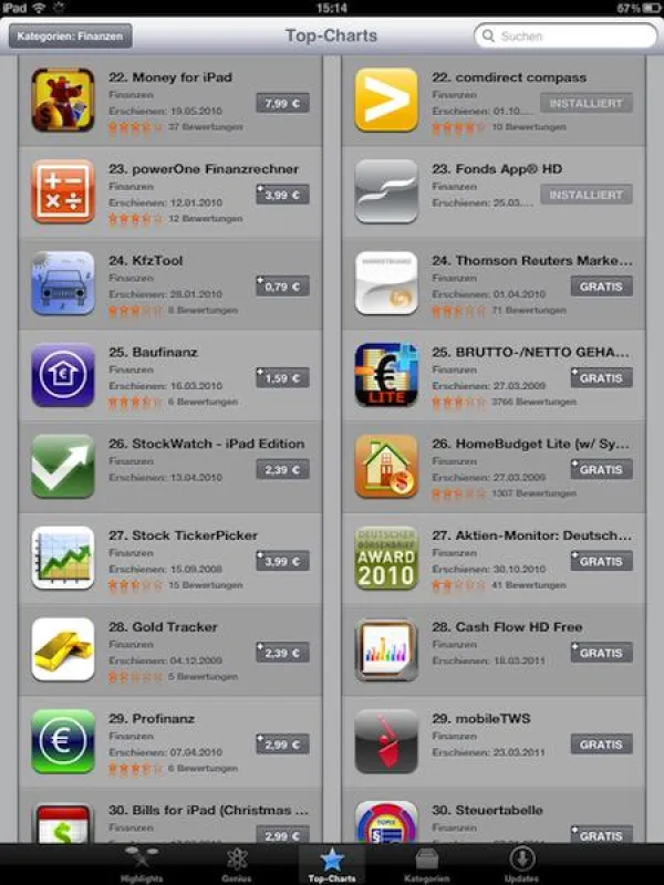 Fonds App HD in den Top 25 der Kategorie Finanzen