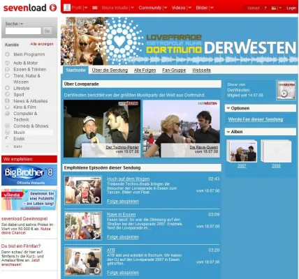 Bild: Loveparade 2008 bei sevenload und DerWesten