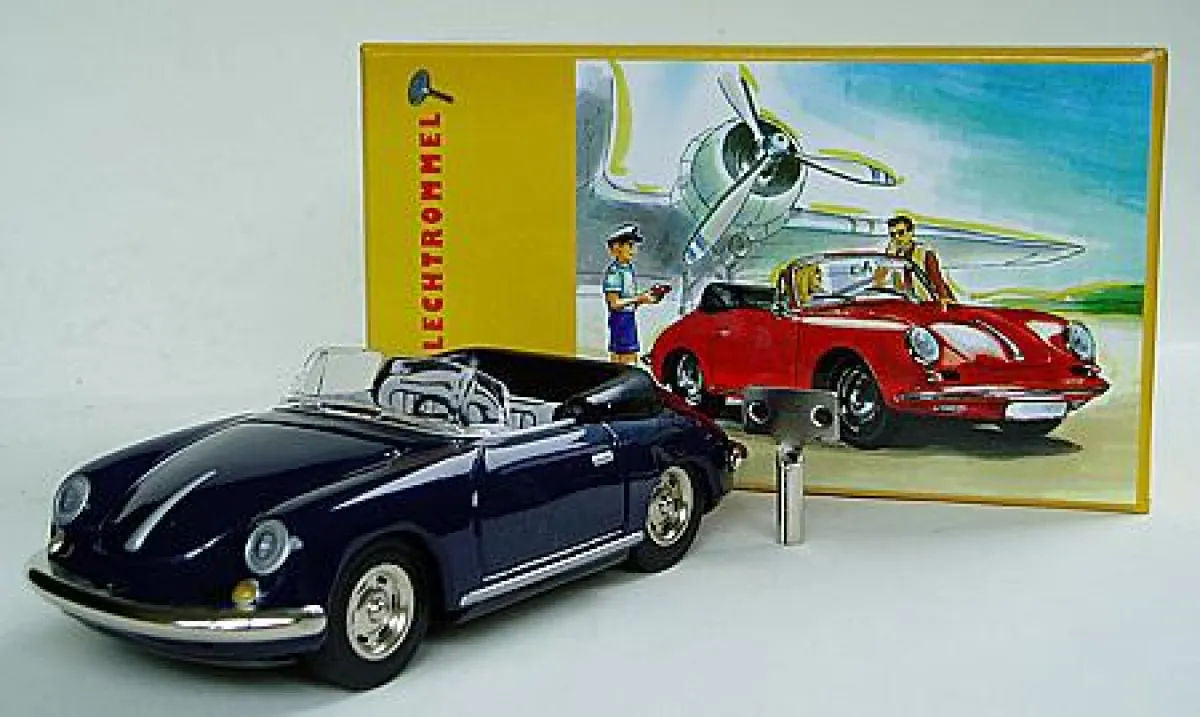 Porsche 356 Carrera Qualitätsblechspielzeug 1:25 zum Aufziehen mit Sammlerkarton