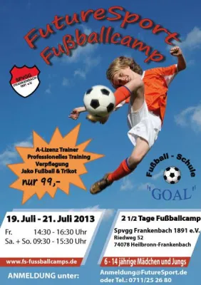 Bild: 2 1/2 Tage Fußballcamp 19.-21.07.2013 in Heilbronn-Frankenbach für Jungs und Mädchen