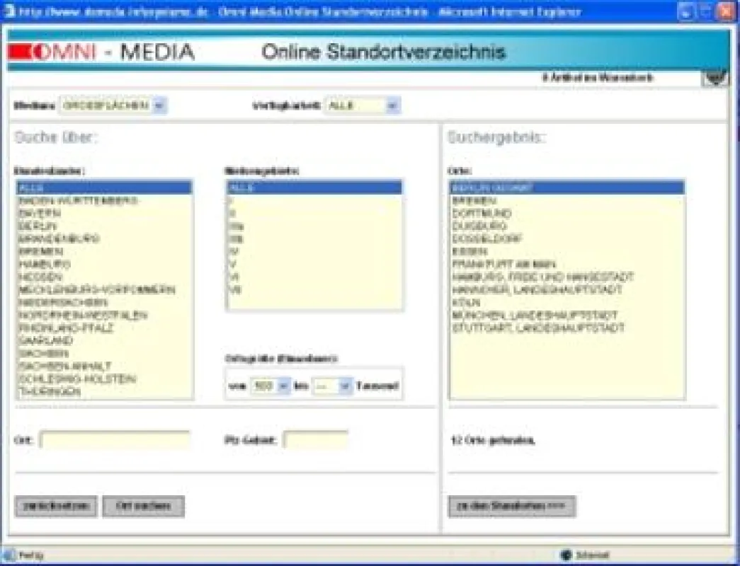 Plakatflächen online selektieren - omni-media Werbung GmbH