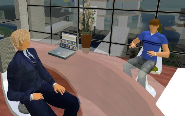 Bild: Erste Online-Studienberatung der Fachhochschule des Mittelstands (FHM) in „Second Life“ am 14. Mai