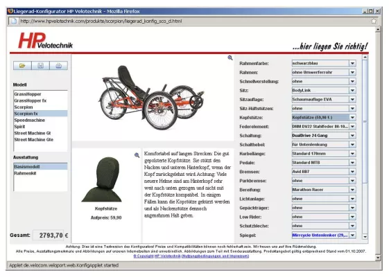 Bild: Per Mausklick zum Wunsch-Liegerad
