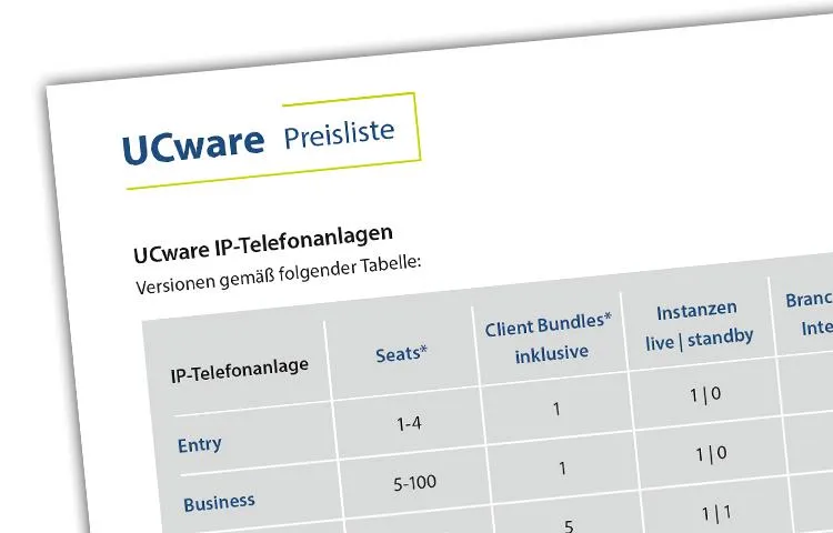 Bild: Neue Preisliste für UCware Software