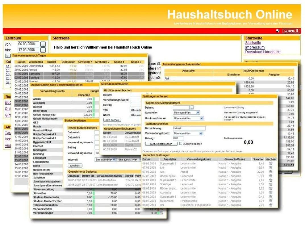 Haushaltsbuch Online - Online-Tool zur Verwaltung von Finanzen