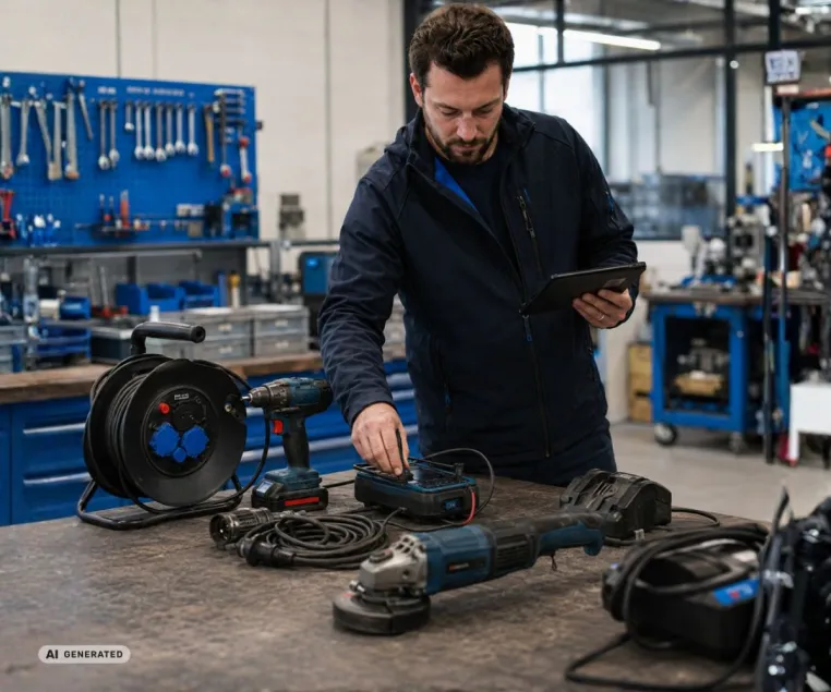 Von der Bohrmaschine bis zur Kabeltrommel: wosatec digitalisiert die Prüfung ortsveränderlicher Elektrogeräte Bild: Von der Bohrmaschine bis zur Kabeltrommel: wosatec digitalisiert die Prüfung ortsveränderlicher Elektrogeräte