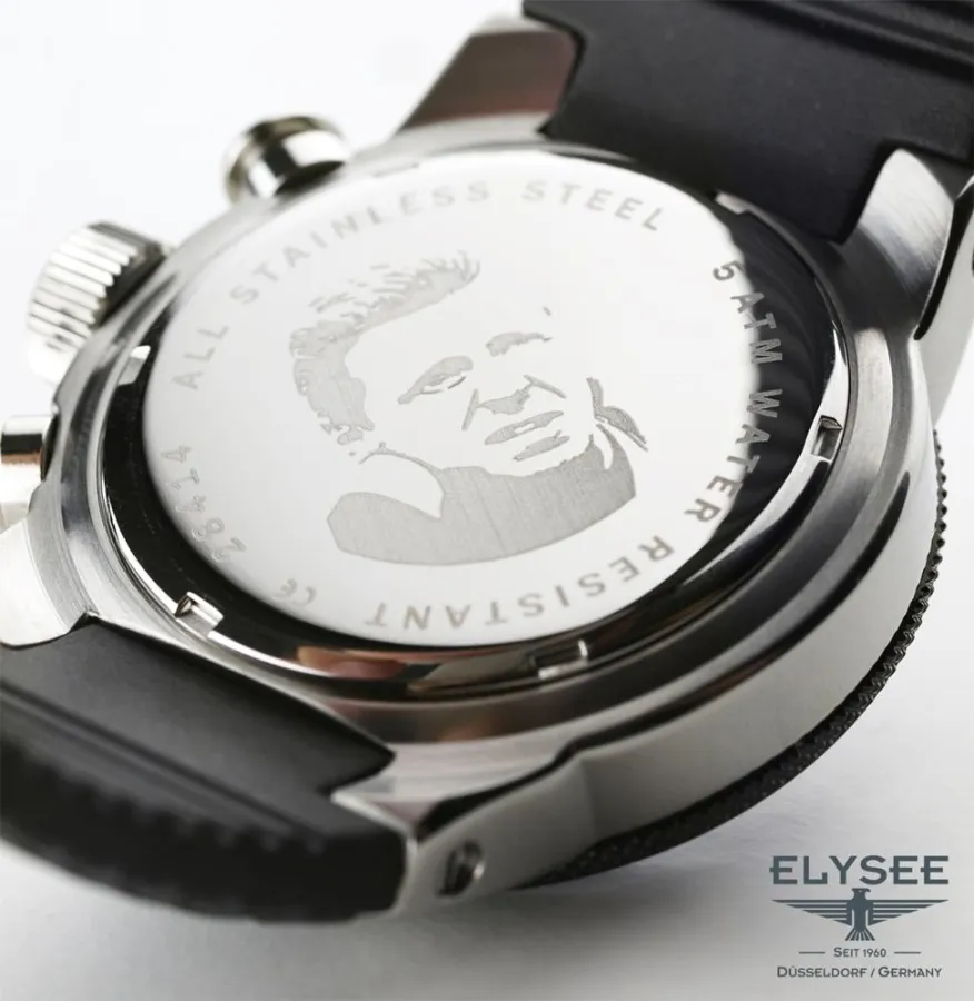 ELYSEE Gehäuseboden mit Abbildung der Rennsportlegende Graf Berghe von Trips