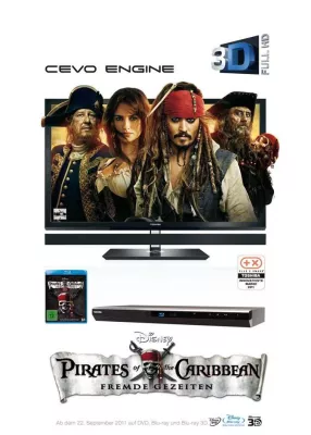 Bild: „Fremde Gezeiten“ im Bundle mit Toshiba High-End 3D-TV 55ZL1G und 3D-Blu-ray-Player BDX3200KE