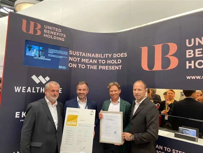 Bild: Goldene Zukunft: ÖGNI verleiht INVESTER United Benefits auf Expo Real drei Nachhaltigkeitszertifikate