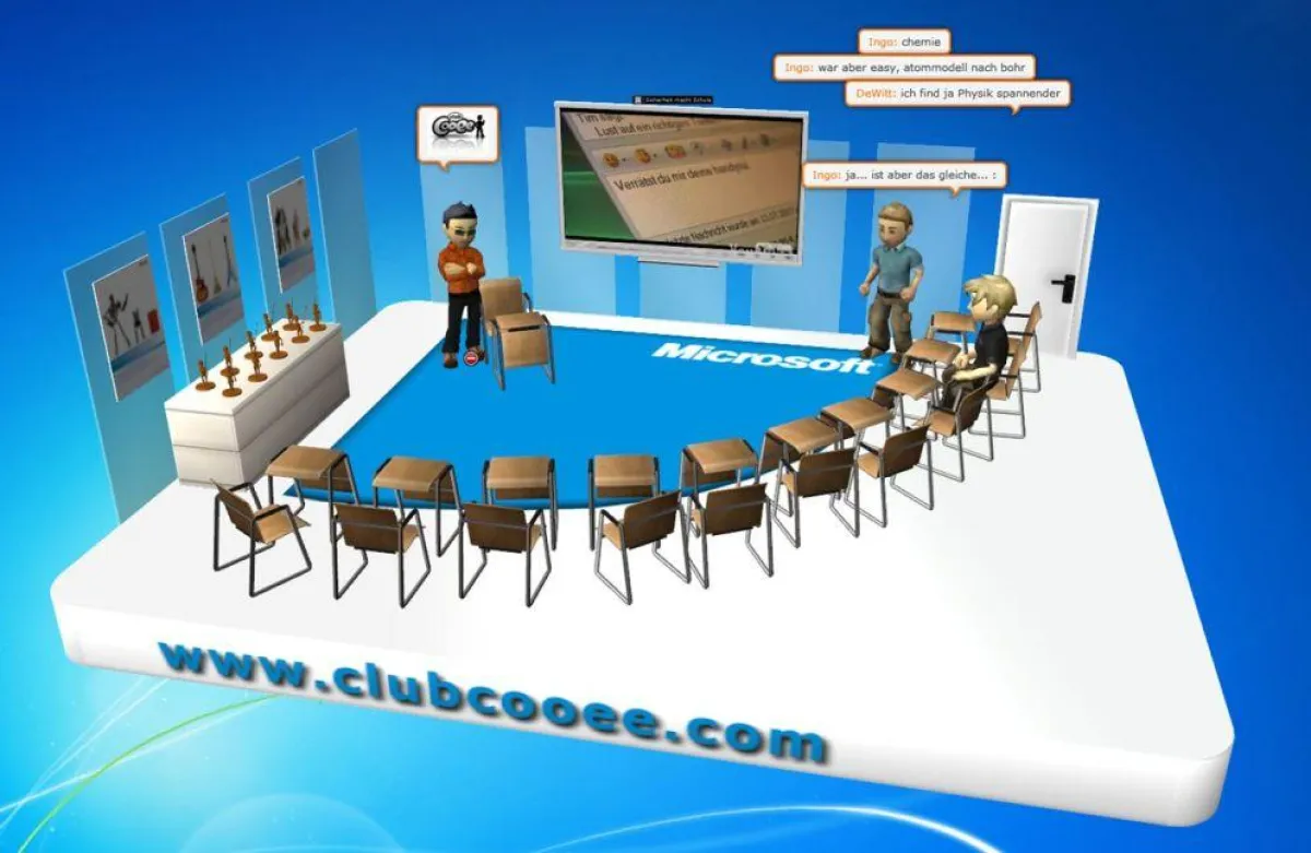 Screenshot Microsoft's digitales Klassenzimmer in Club Cooee
