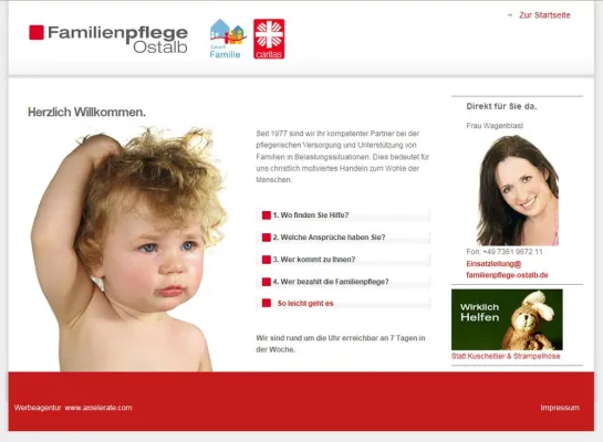 Bild: Familienpflege Ostalb: Neue Internetpräsenz, realisiert durch die Werbeagentur Axxelerate