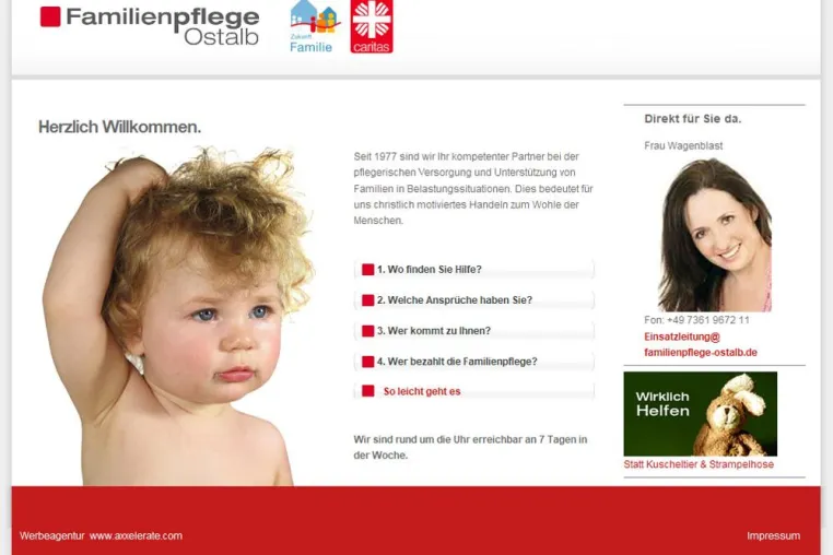 Bild: Familienpflege Ostalb: Neue Internetpräsenz, realisiert durch die Werbeagentur Axxelerate