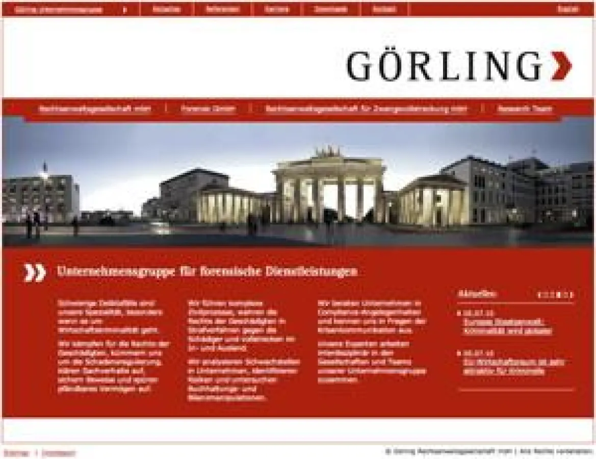 Startseite der Görling Website