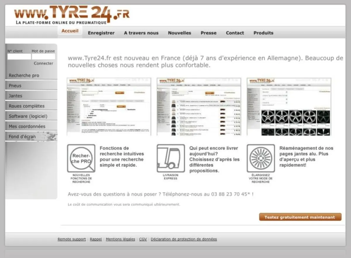 Screenshot www.tyre24.fr