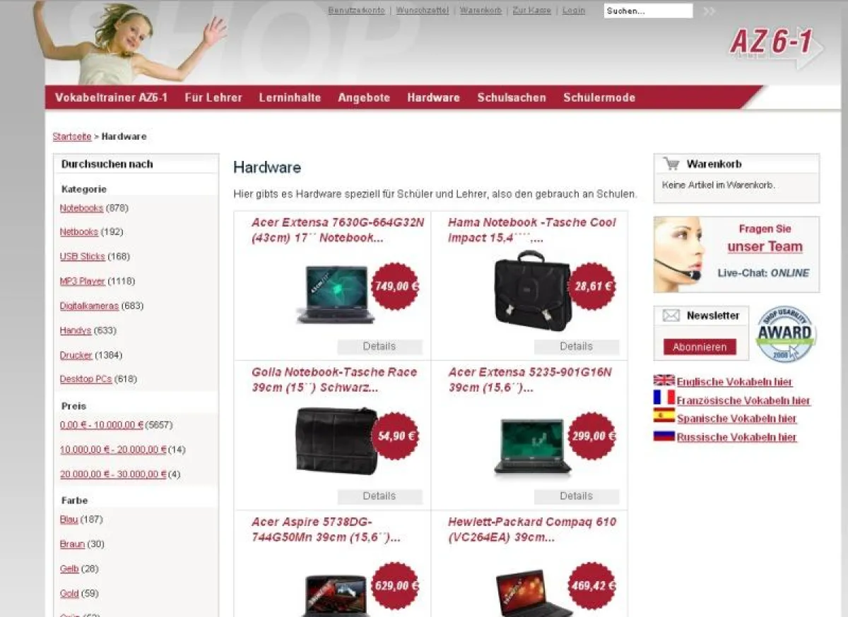 Ein Teil des riesigen, neuen Sortiments