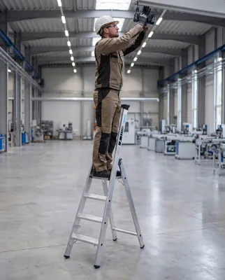 Bild: Die neue KRAUSE Stufen-StehLeiter 135 XL 225 kg: mehr Sicherheitsreserve für anspruchsvolle Einsätze