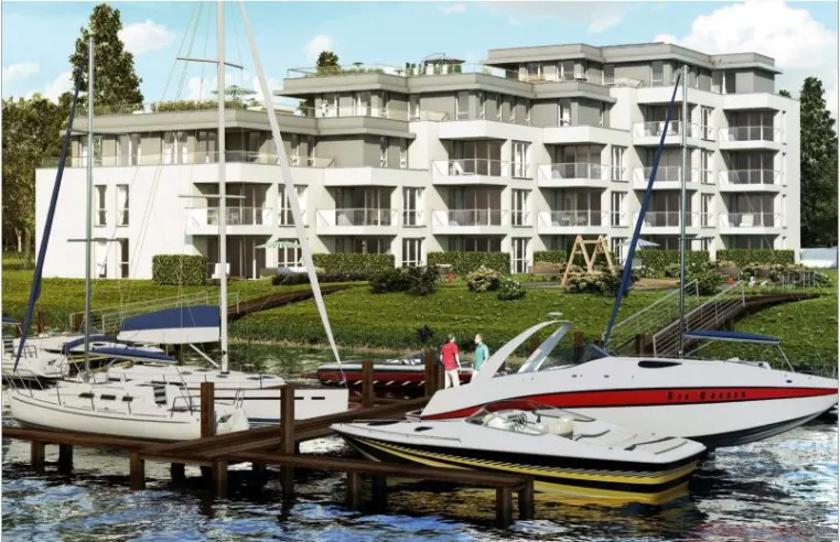 Bild: Begehrte Wasserlagen an der Spree. Profi Select Coriolanus vermarktet LIVING SPREE