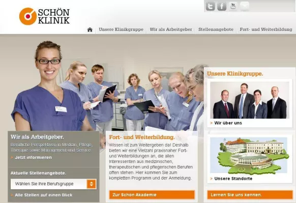 Karriereportal: Schön Klinik wirbt um Mitarbeiter in Medizin, Pflege und Therapie Bild: Karriereportal: Schön Klinik wirbt um Mitarbeiter in Medizin, Pflege und Therapie