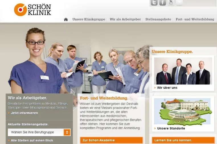 Karriereportal: Schön Klinik wirbt um Mitarbeiter in Medizin, Pflege und Therapie Bild: Karriereportal: Schön Klinik wirbt um Mitarbeiter in Medizin, Pflege und Therapie