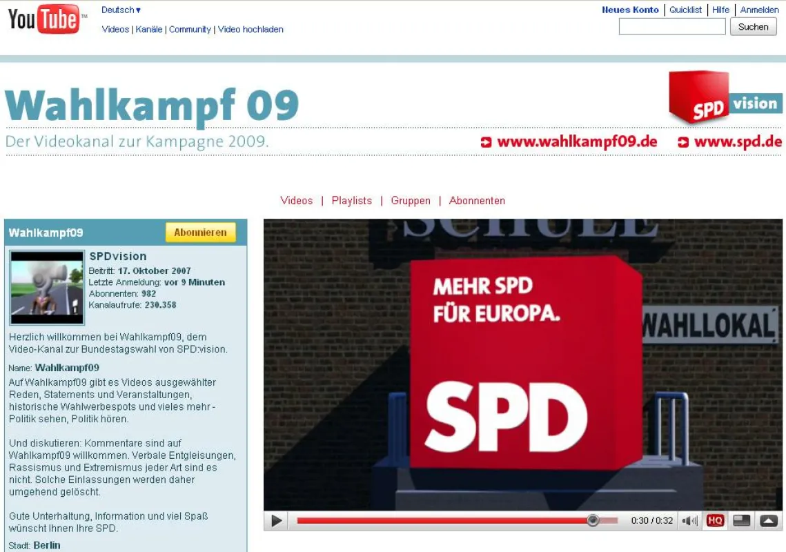 VideoCounter.com ermittelt SPD-Video als erfolgreichstes Wahl-Video der letzten Woche