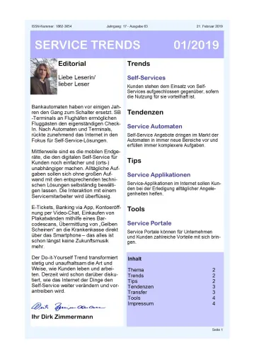 „Service zum Selbermachen“ – Aktuelle Ausgabe des Newsletter SERVICE TRENDS jetzt erhältlich Bild: „Service zum Selbermachen“ – Aktuelle Ausgabe des Newsletter SERVICE TRENDS jetzt erhältlich