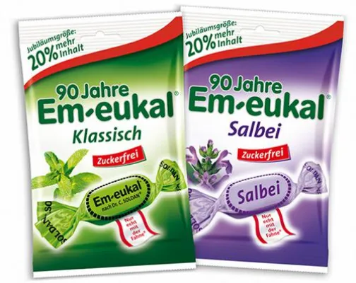 Bild: 90 Jahre Em-eukal® – nur echt mit der Fahne®: Bonbons nach einem Originalrezept