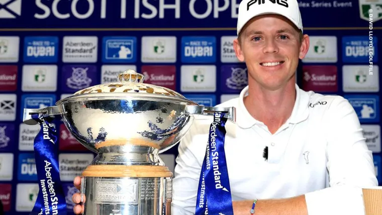 Bild: GOLFINO Pro Brandon Stone feiert Sieg bei den Scottish Open 2018