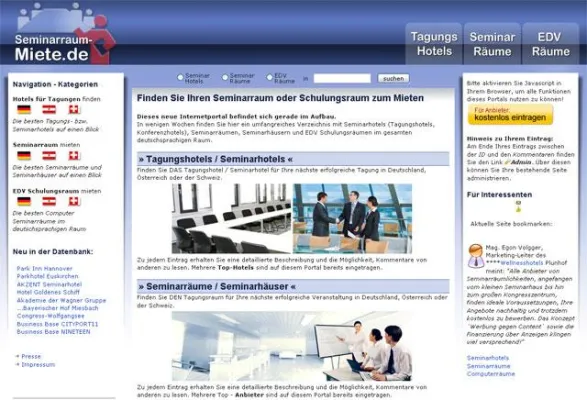 Bild: Eine frische Plattform für Seminarräume und Tagungshotels ist online