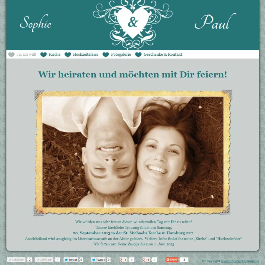 Die Hochzeits-Website von Sophie und Paul