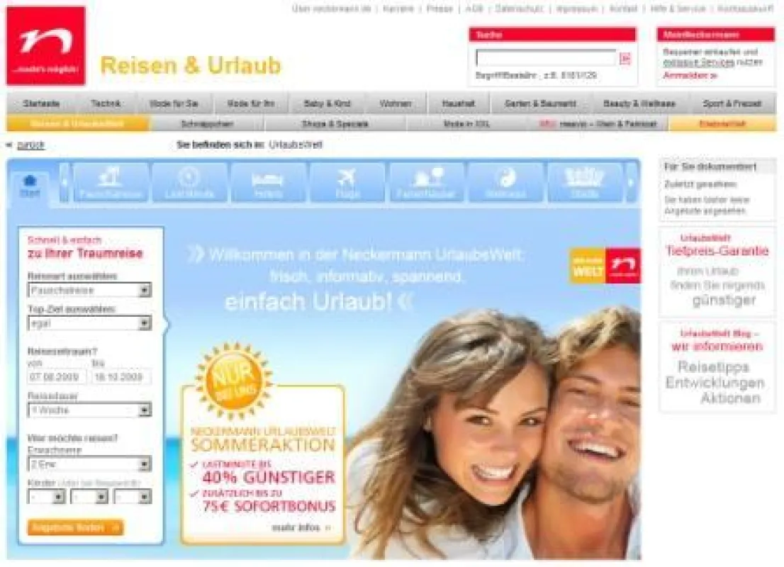Neckermann UrlaubsWelt Startseite