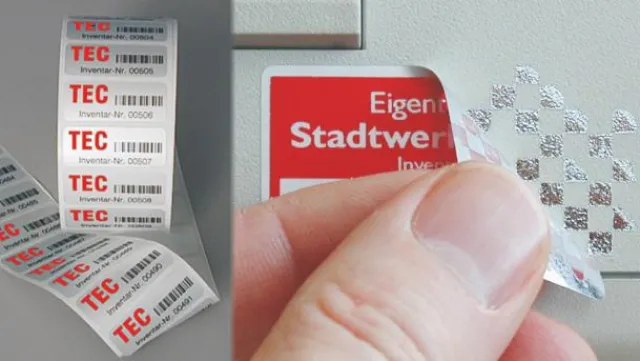 Bild: Inventaretiketten für die dauerhafte und manipulationssichere Kennzeichnung Ihres Eigentums