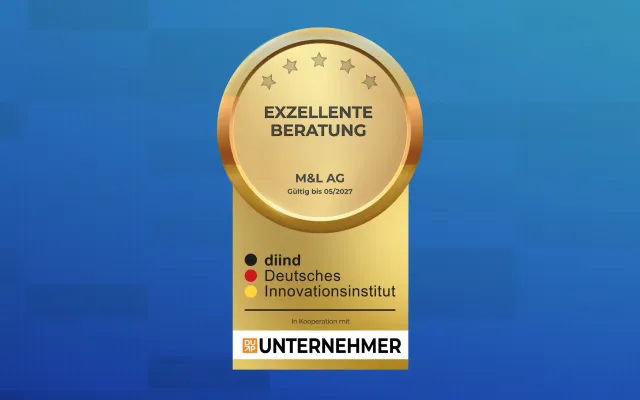 Bild: M&L AG erhält Auszeichnung „Exzellente Beratung“ des Deutschen Innovationsinstituts.