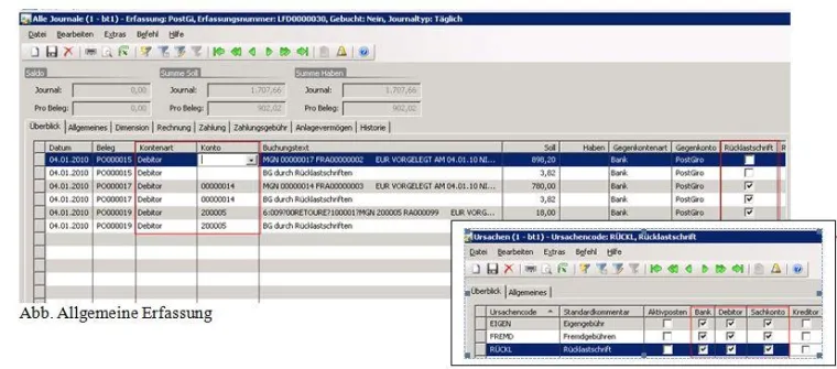 Rücklastschrift in der K2C-Mitgliederverwaltung mitAX Bild: Rücklastschrift in der K2C-Mitgliederverwaltung mitAX
