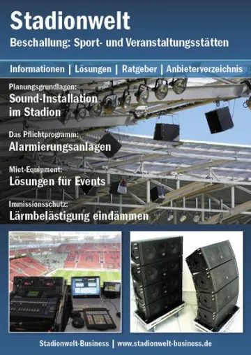 Stadionwelt-Themenspecial „Beschallung: Sport- und Veranstaltungsstätten 2010“ veröffentlicht Bild: Stadionwelt-Themenspecial „Beschallung: Sport- und Veranstaltungsstätten 2010“ veröffentlicht