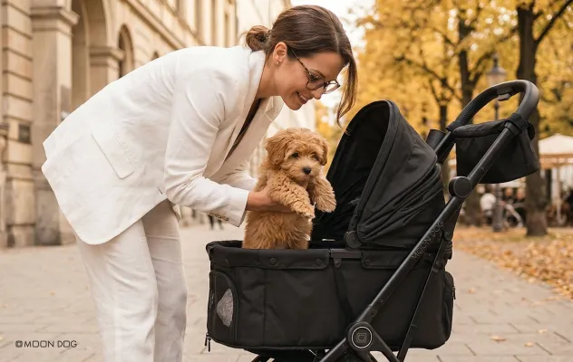 Bild: Bekannter Kinderwagenhersteller entwickelt Hundebuggy: MOON Dog ab sofort online