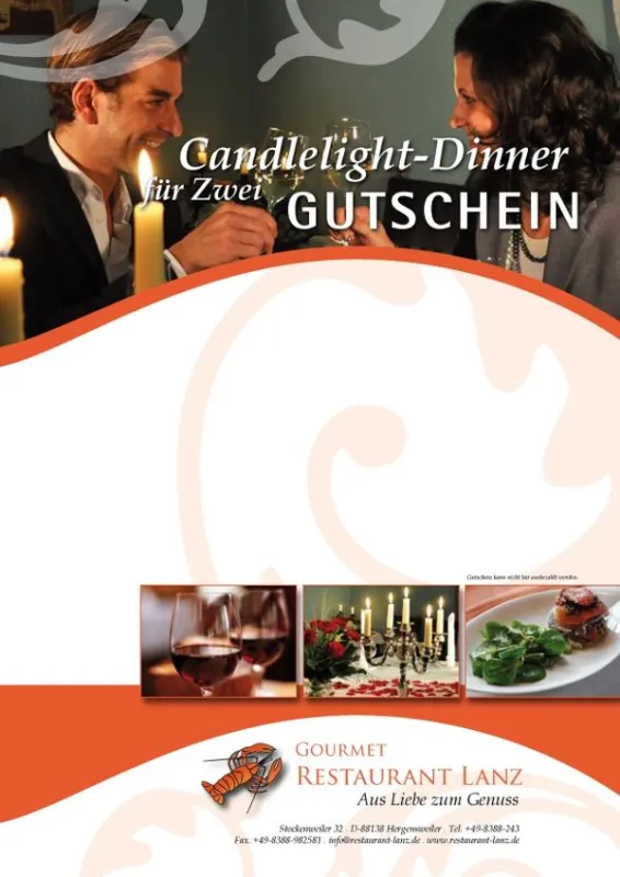 Valentinstag Geschenk - Gutschein für Candlelight Dinner