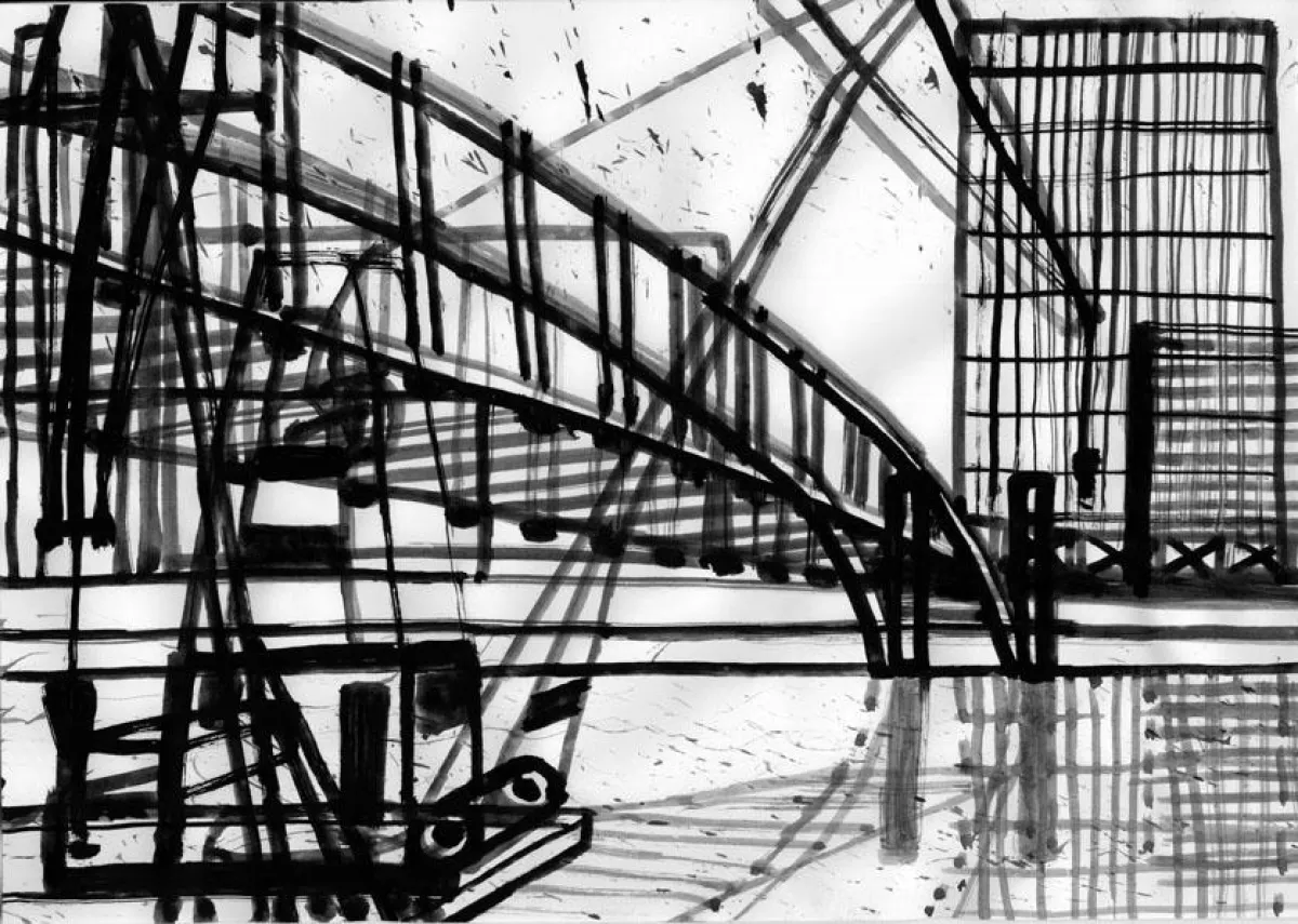 Anna B. Wiesendanger, Brücke 18_12, 2012, Gouache auf Papier. Courtesy Galerie Gilla Lörcher