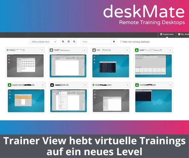 deskMate Trainer/Dozenten View hebt virtuelle Trainings auf ein neues Level Bild: deskMate Trainer/Dozenten View hebt virtuelle Trainings auf ein neues Level