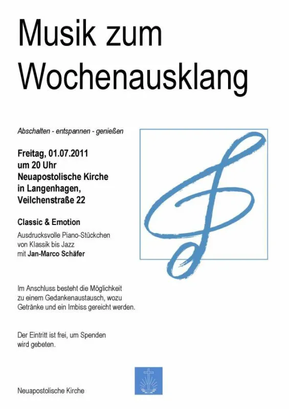 Musik zum Wochenausklang am 01.07.2011 in der NAK Langenhagen