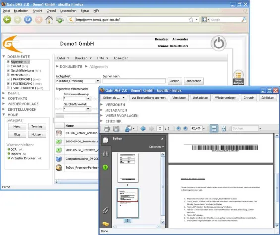 Bild: Gate DMS - 100% webbasiertes Dokumentenmanagement Out-of-the-box