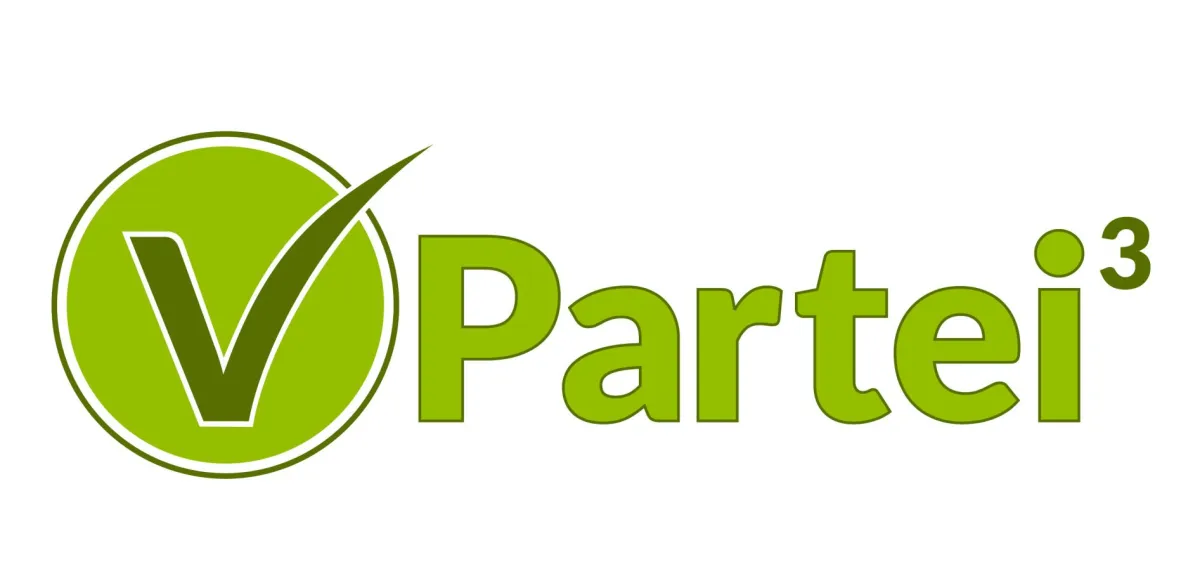Logo der V-Partei³ zur PM 25 Fragen an Markus Söder zum aktuellen Thema Hubert Aiwanger (© V-Partei³)