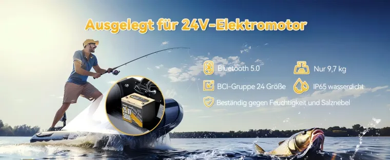 Bild: Macht die Abenteuer mit Power Queen LiFePO4 24V 50Ah Smart Niedertemperatur Elektromotor Batterie