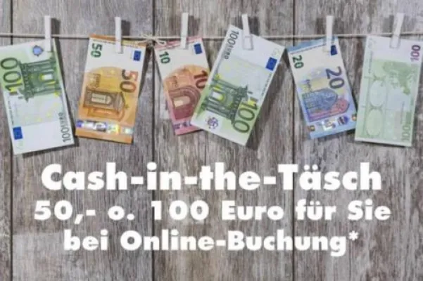 Bild: "Cash-in-the-Täsch" Gutschein für Online Reisebuchung 50 - 100 €